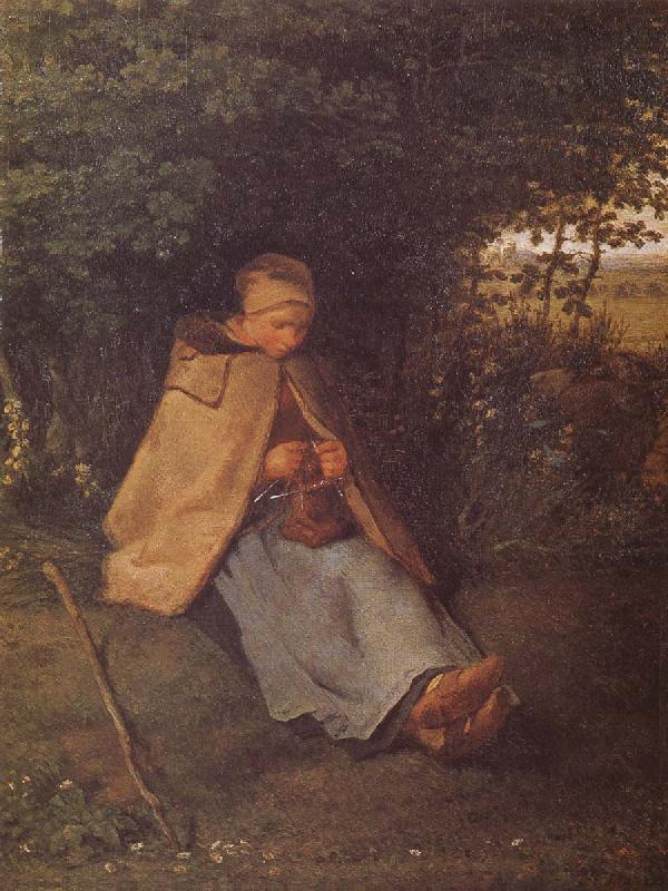 Jean Francois Millet Shepherdess sewing the sweater china oil painting image